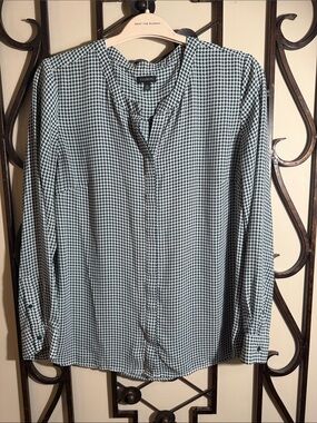 Talbots Black and White Houndstooth Long-Sleeve Shirt